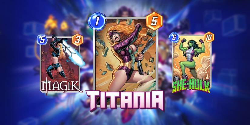 image showing best cards for titania decks in marvel snap.