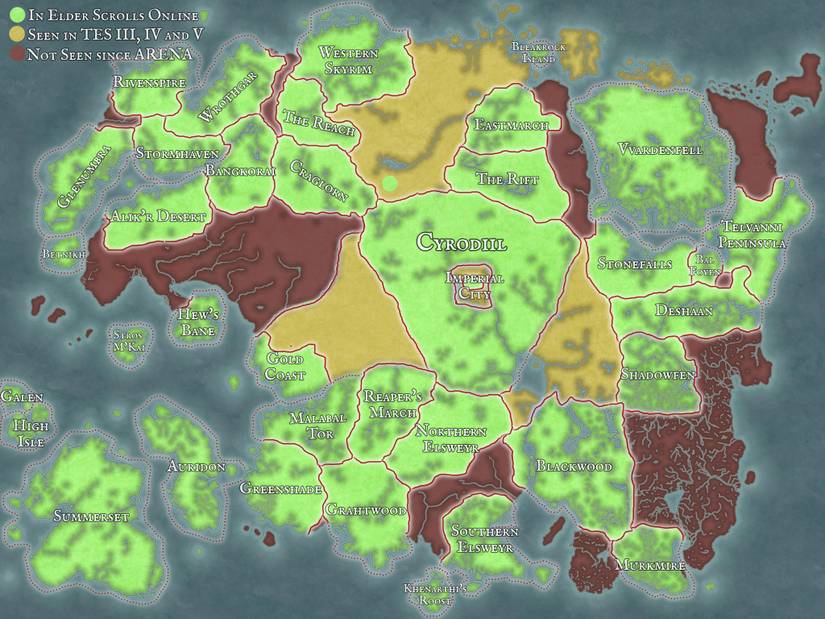 Tes Map Map Shows How Much of Tamriel is in The Elder Scrolls Online So Far