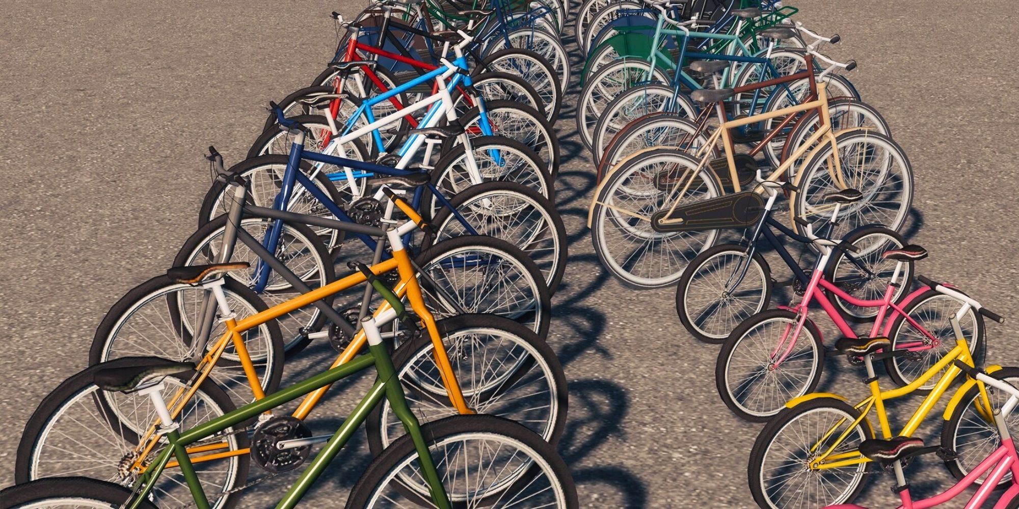 A range of bikes in Cities: Skylines