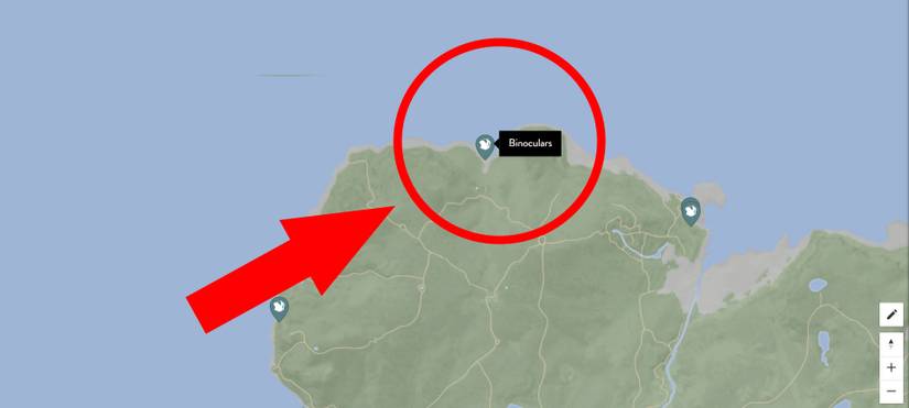 image showing the binoculars location in sons of the forest.