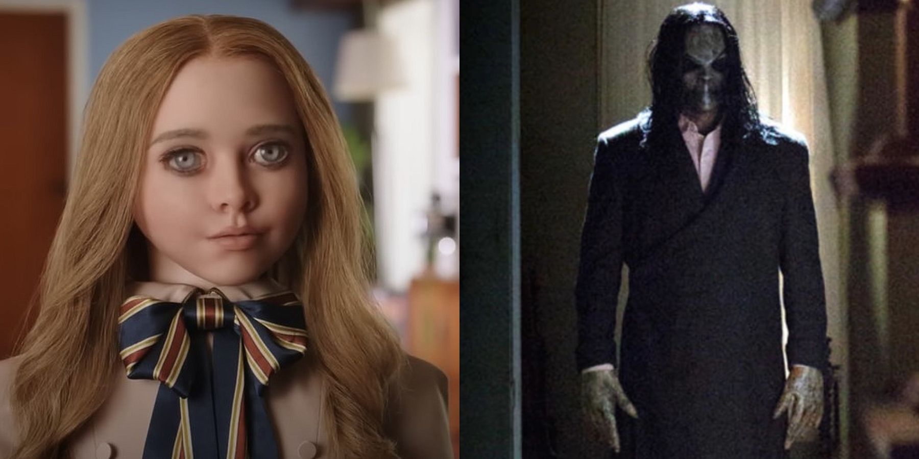 Split image of M3GAN the doll and Bughuul in Sinister