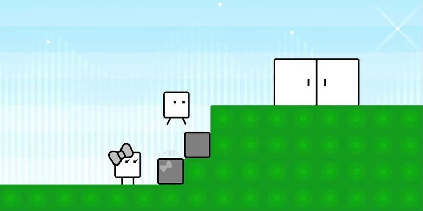 BoxBoy and BoxGirl creating a staircase with their boxes