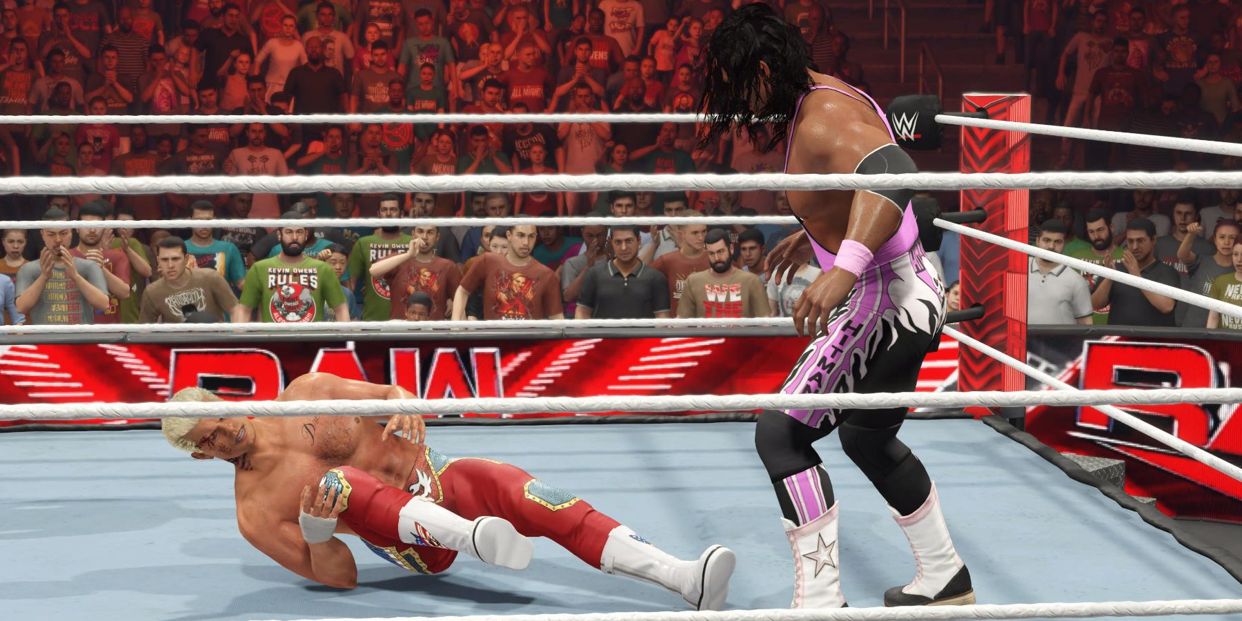 Bret stomping Cody's legs