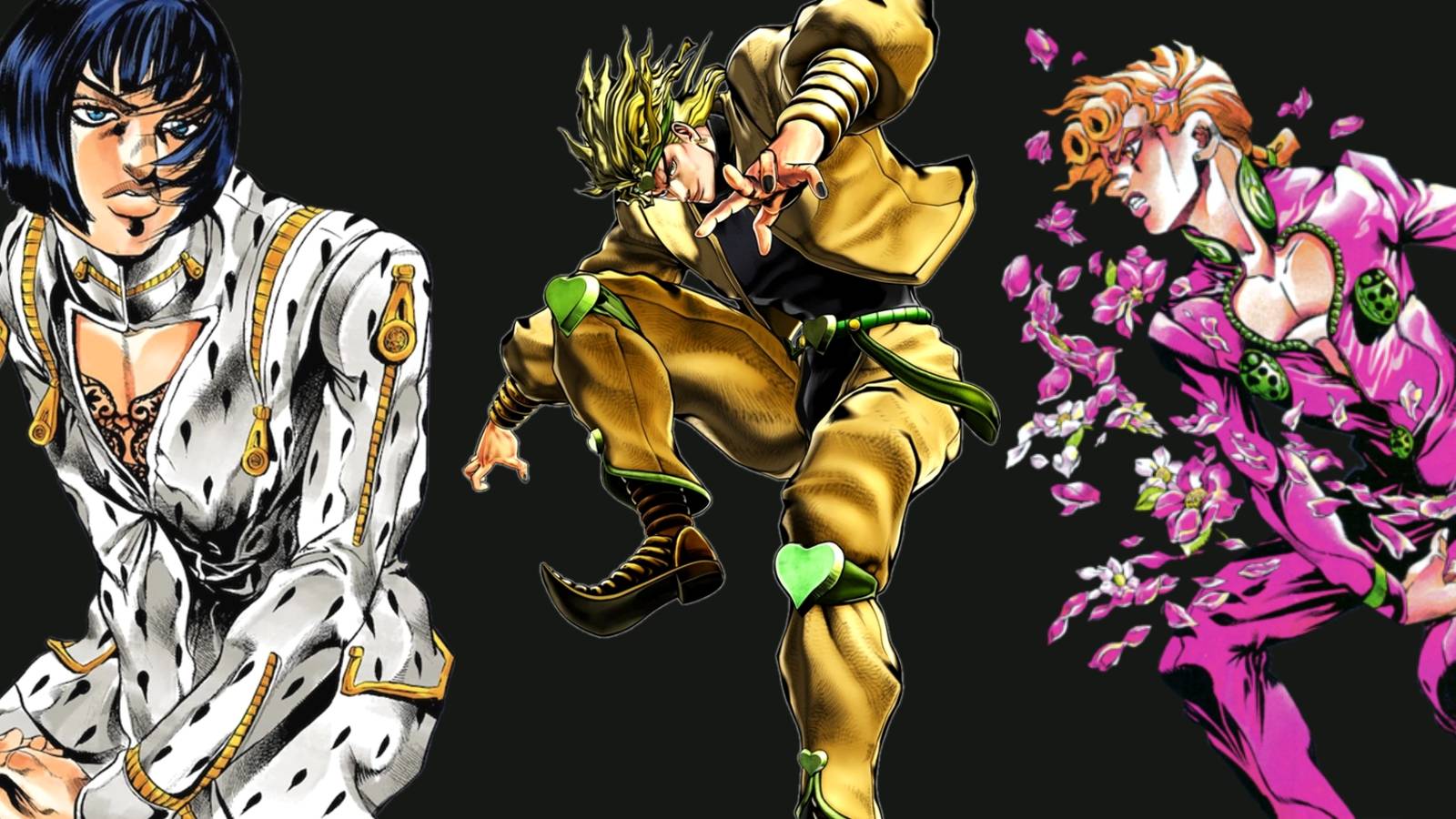 Bruno Bucciarati, Dio Brando, and Giorno Giovanna in Jojo's bizarre adventure