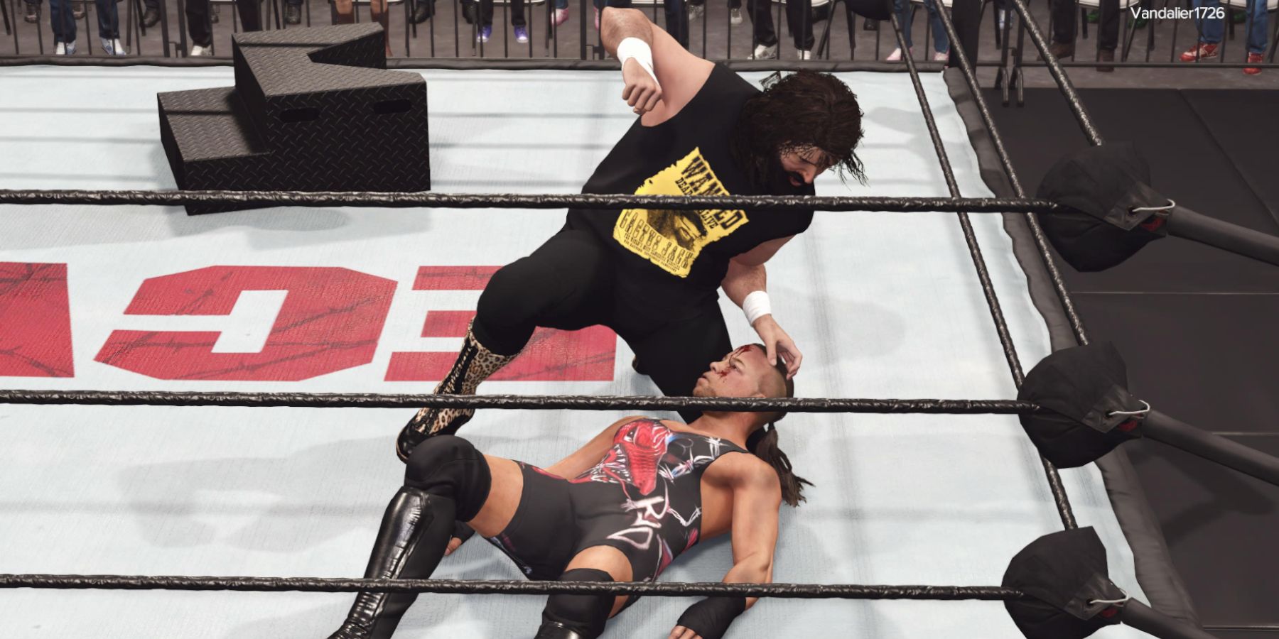 Cactus Jack ground attacking RVD