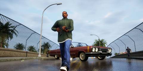 Carl Johnson walking away from car