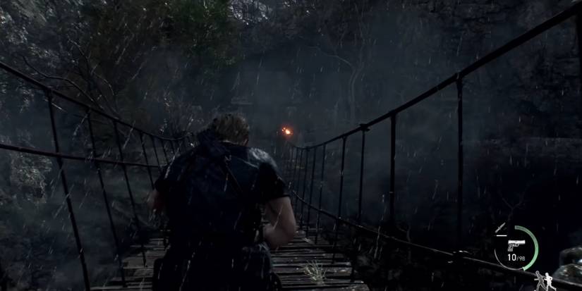 Crossing the bridge in Chapter 5 in Resident Evil 4 Remake