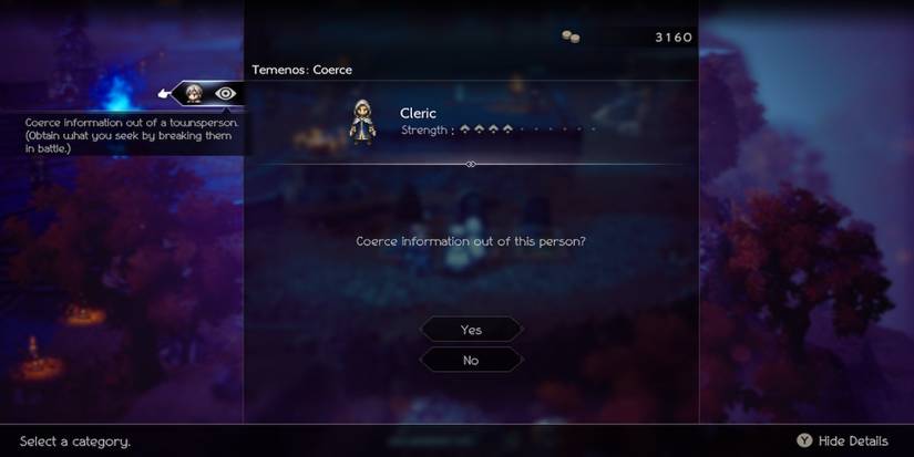 Coercing an NPC in Octopath Traveler 2