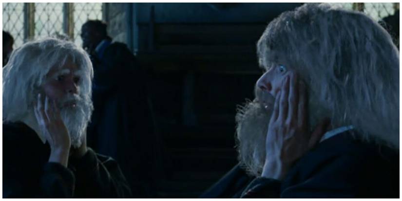 Fred and George Weasley accidentally turning themselves into old men in The Goblet of Fire