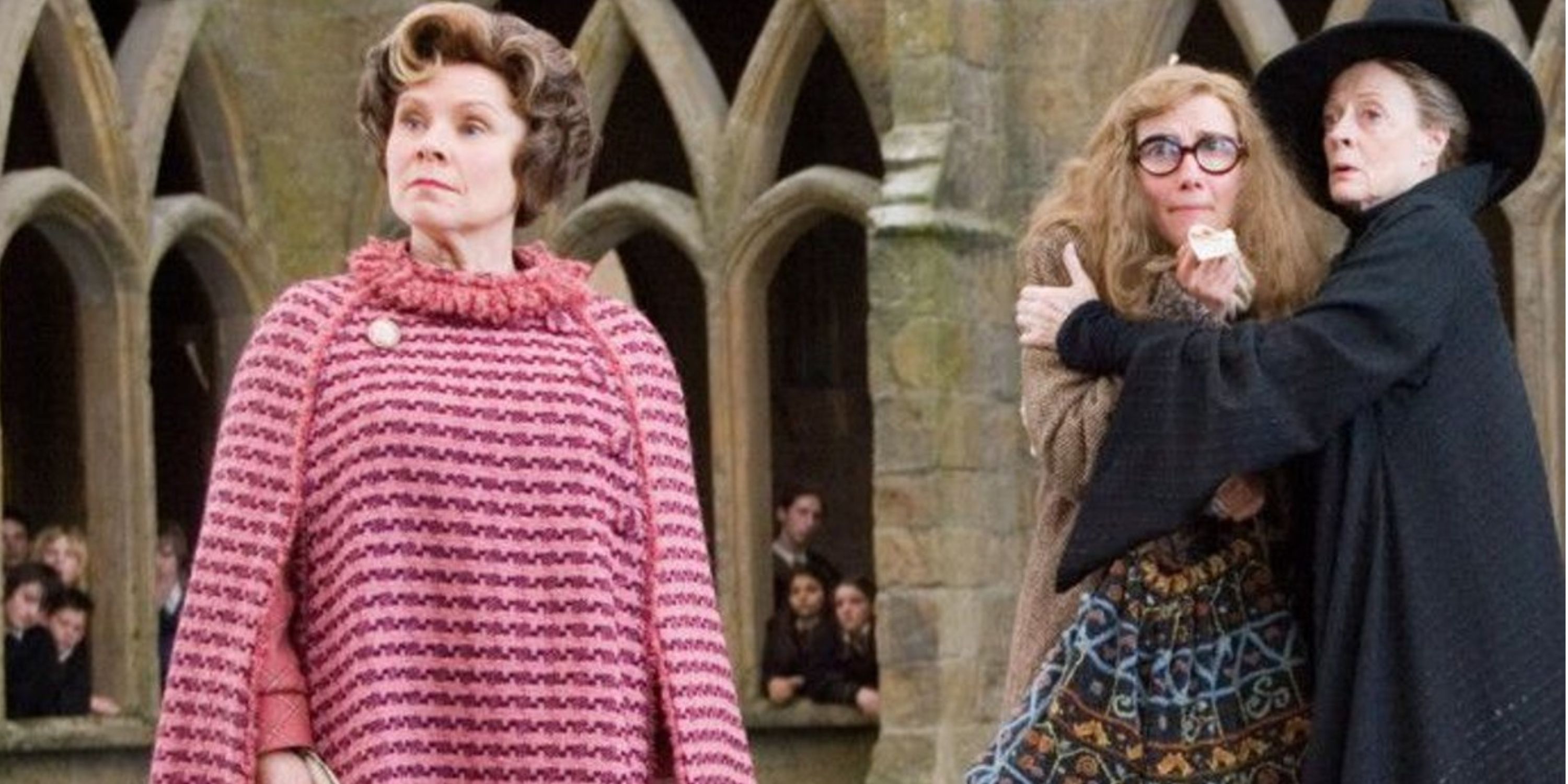 Umbridge (left) and Professor McGonagall and Professor Trelawny in Harry Potter and the Order of the Phoenix