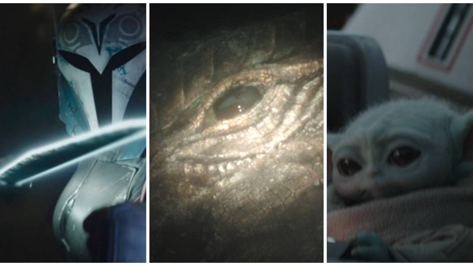 bo-katan with a darksaber, mythosaur eye and grogu