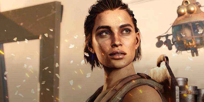 Female protagonist Dani Rojas on board a ship with a helicopter overhead