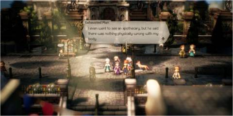 Exhaused Man having a conversation