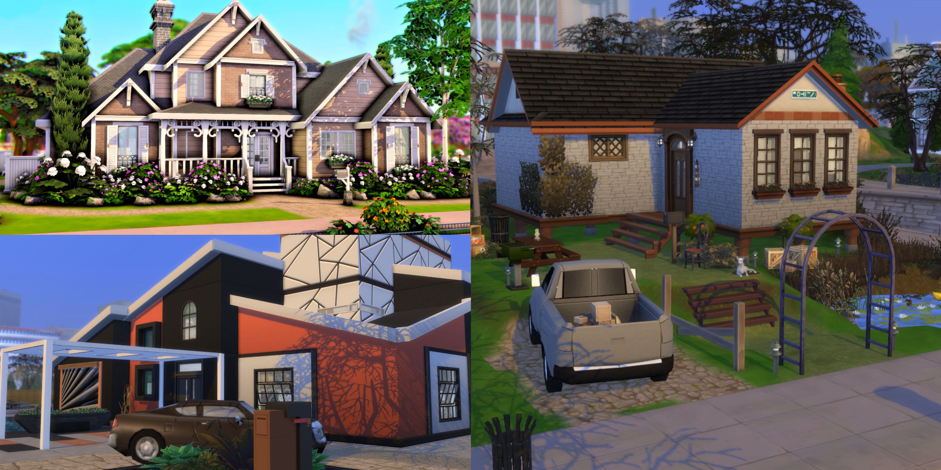 Collage of Sims 4 Residental Builds