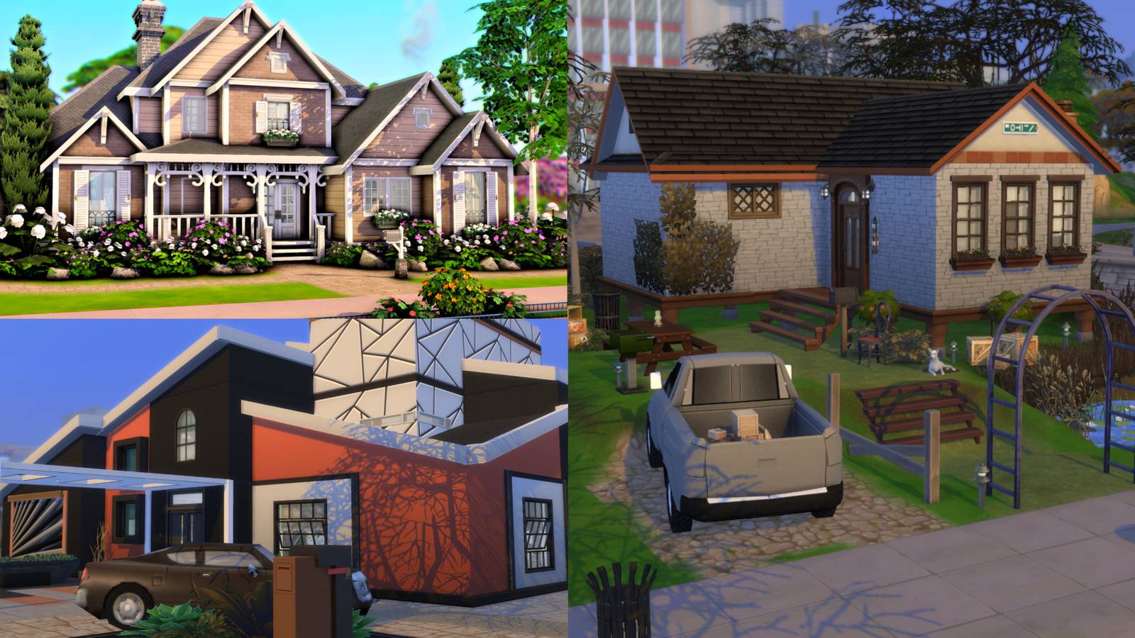 Collage of Sims 4 Residental Builds