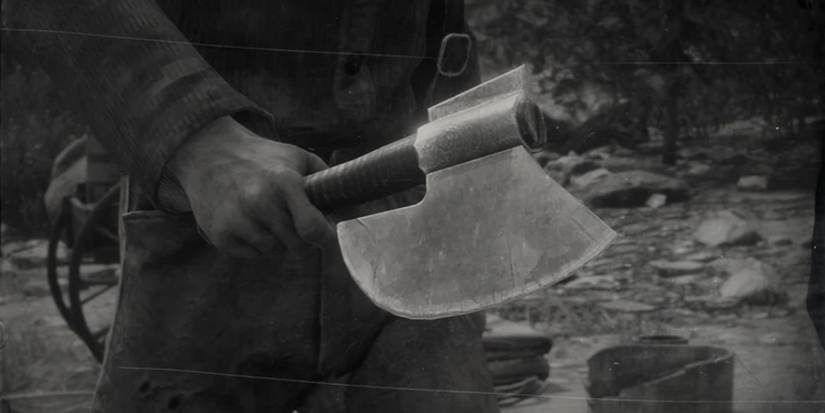 player holding a cleaver in red dead online