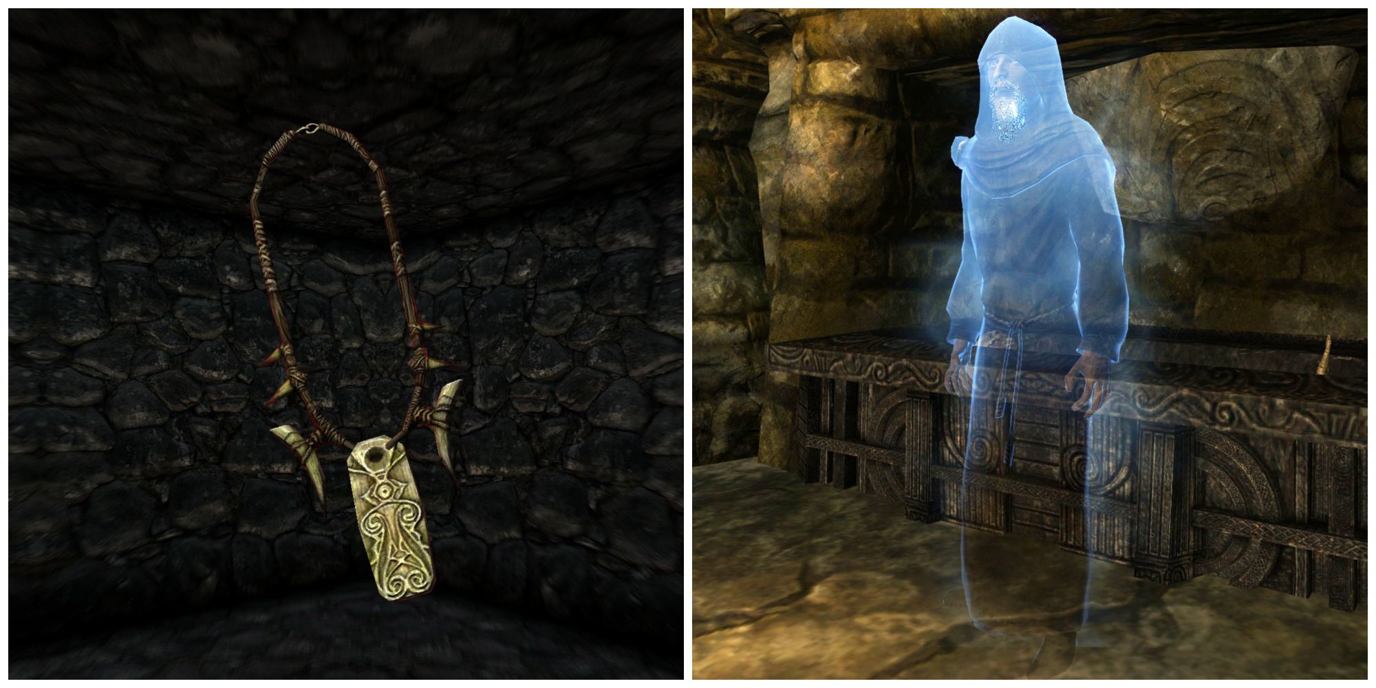 Skyrim split image, Gauldur Amulet and Gauldur's ghost