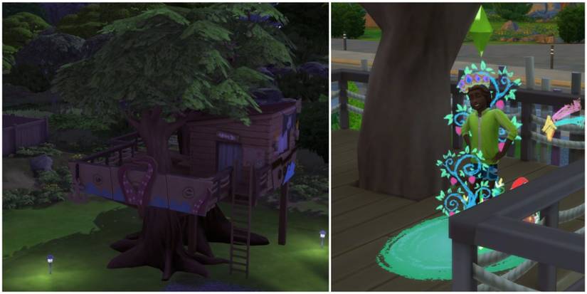 finished treehouse and playing pretend inside