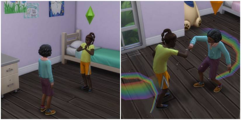 trading a friendship bracelet with sister