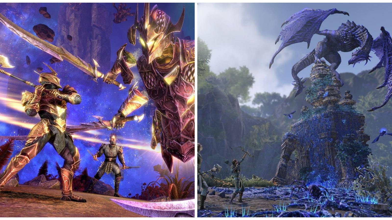 Elder Scrolls: Online split image, Symphony of Blades and Maarselok 