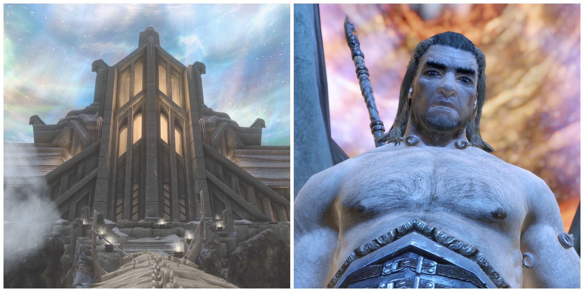 Skyrim split image Hall of Valor and Tsun