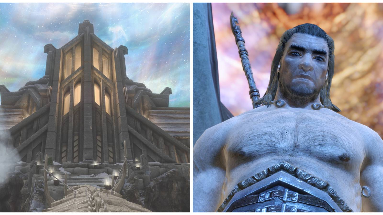 Skyrim split image Hall of Valor and Tsun