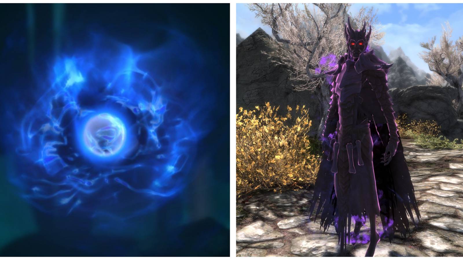 Skyrim split image, Raise Zombie spell and Ancient Deathpriest