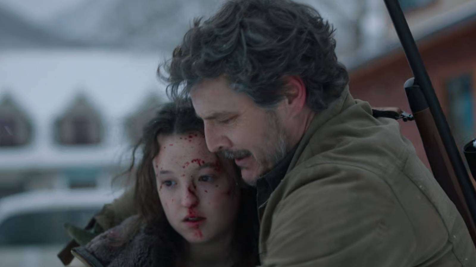 Joel hugging Ellie in The Last of Us.