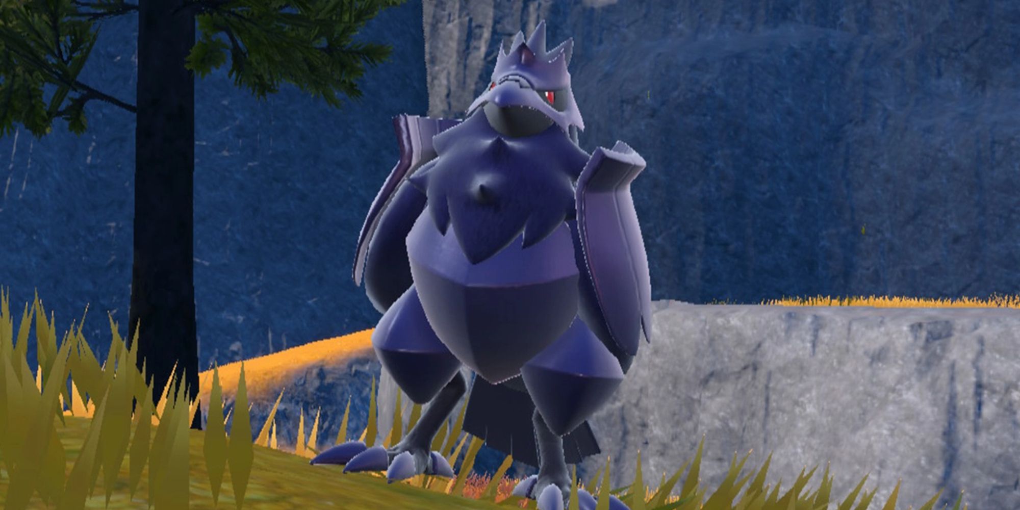 Corviknight perched on a mountain