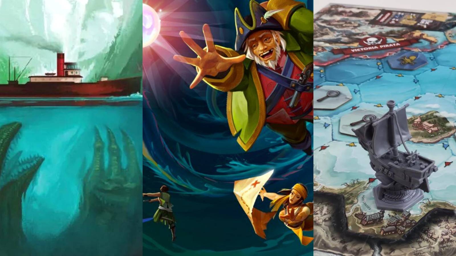 cover of Sleeping Gods, cover of Forgotten Waters, elements of Feed the Kraken