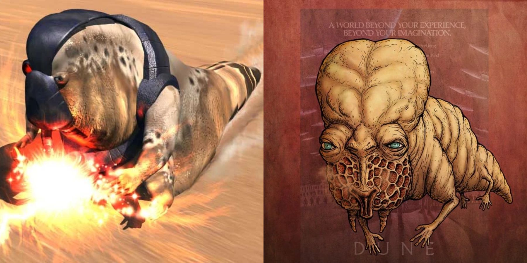 Guild Navigator in Dune PC game and artwork split image