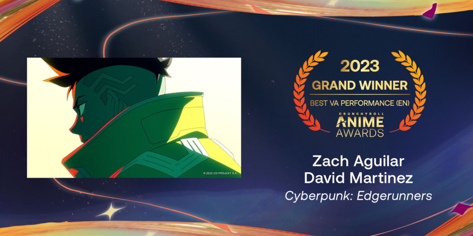 Cruncyroll's 7th Anime Awards 2022 Best English VA Performance Zach Aguilar David Martinez