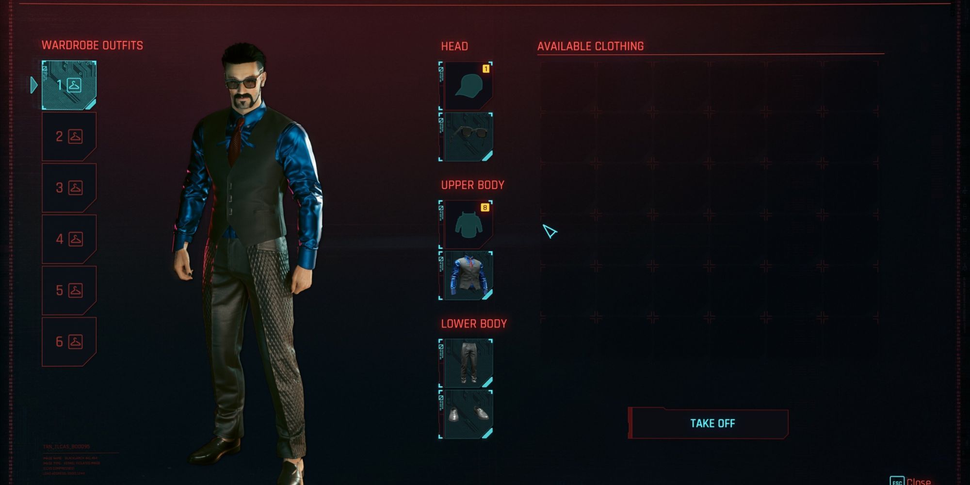 A player using transmog in Cyberpunk 2077