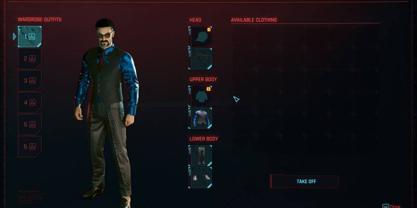 A player using transmog  in Cyberpunk 2077
