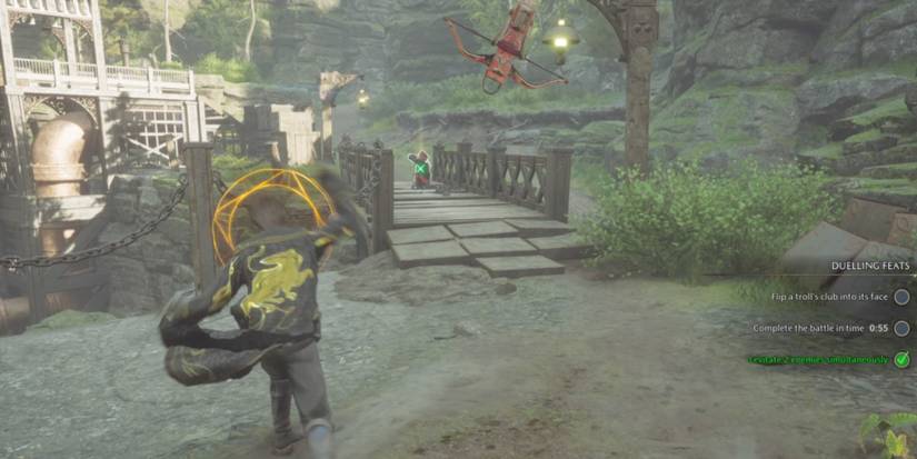 Throwing a crossbow in Hogwarts Legacy