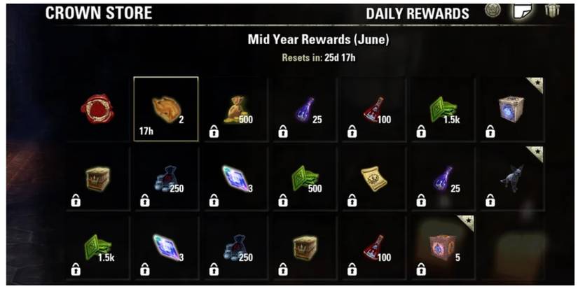 ESO Daily Login Rewards