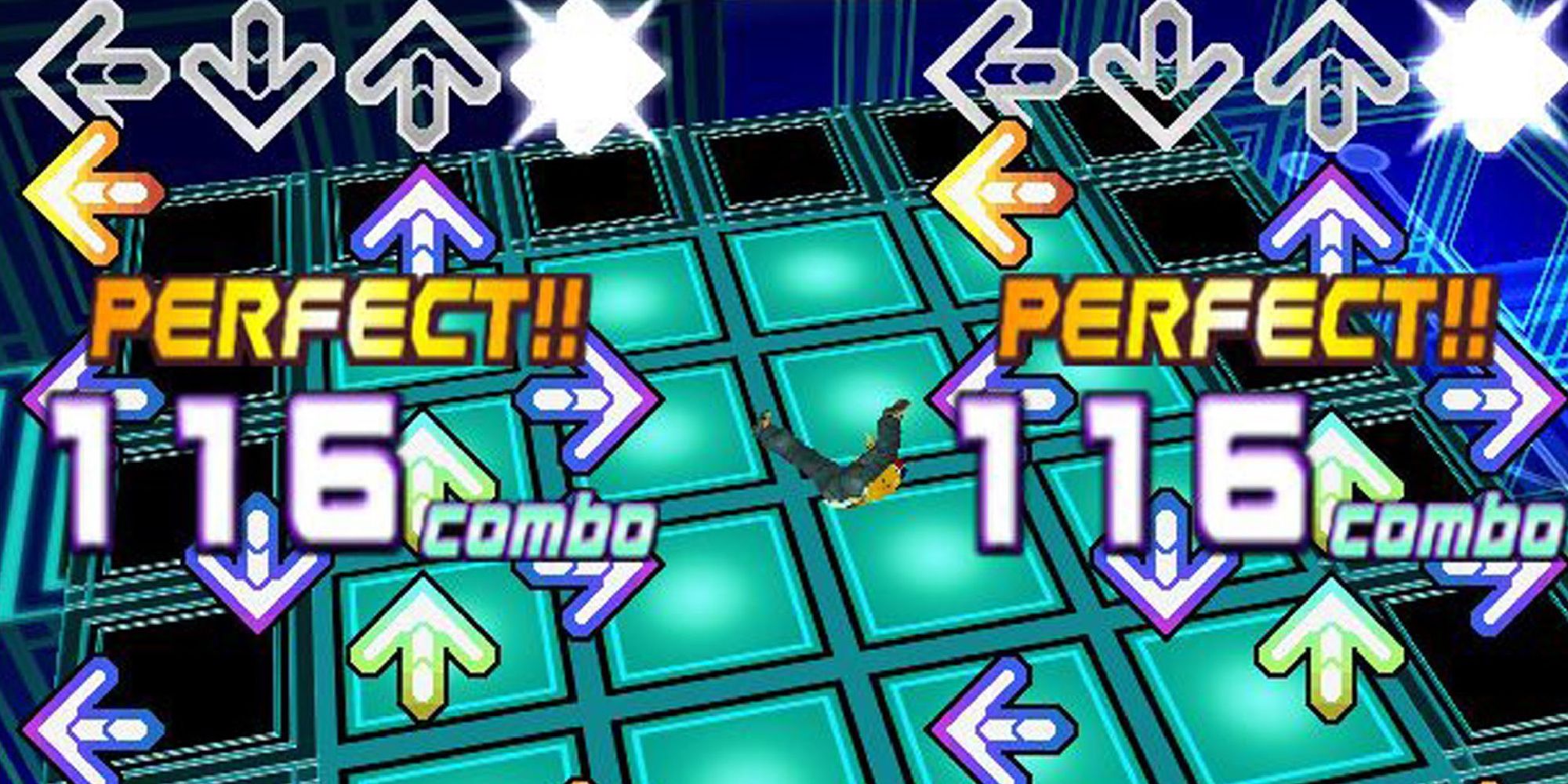A screen showing gameplay of Dance Dance Revolution