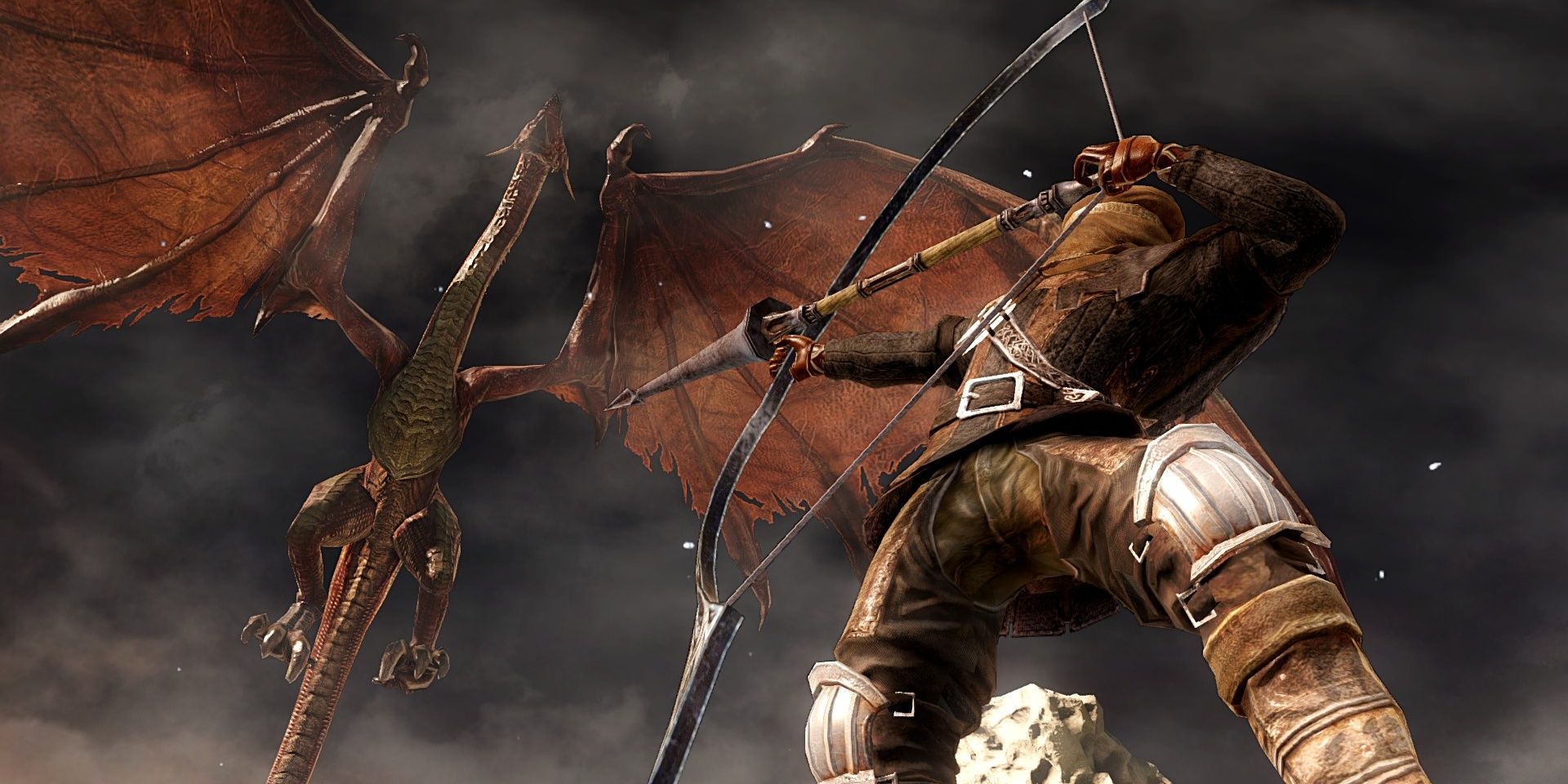A player about to shoot down a dragon in Dark Souls 2