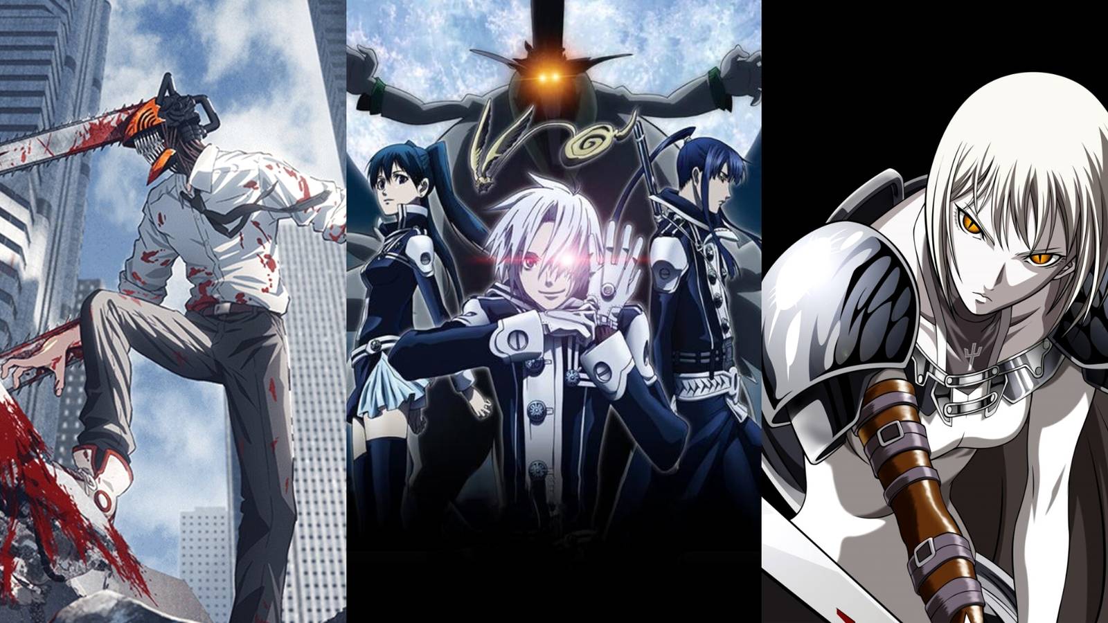 Denji in Chainsaw Man, Allen, Lenalee, and Yu in D.Gray-man, Clare in Claymore