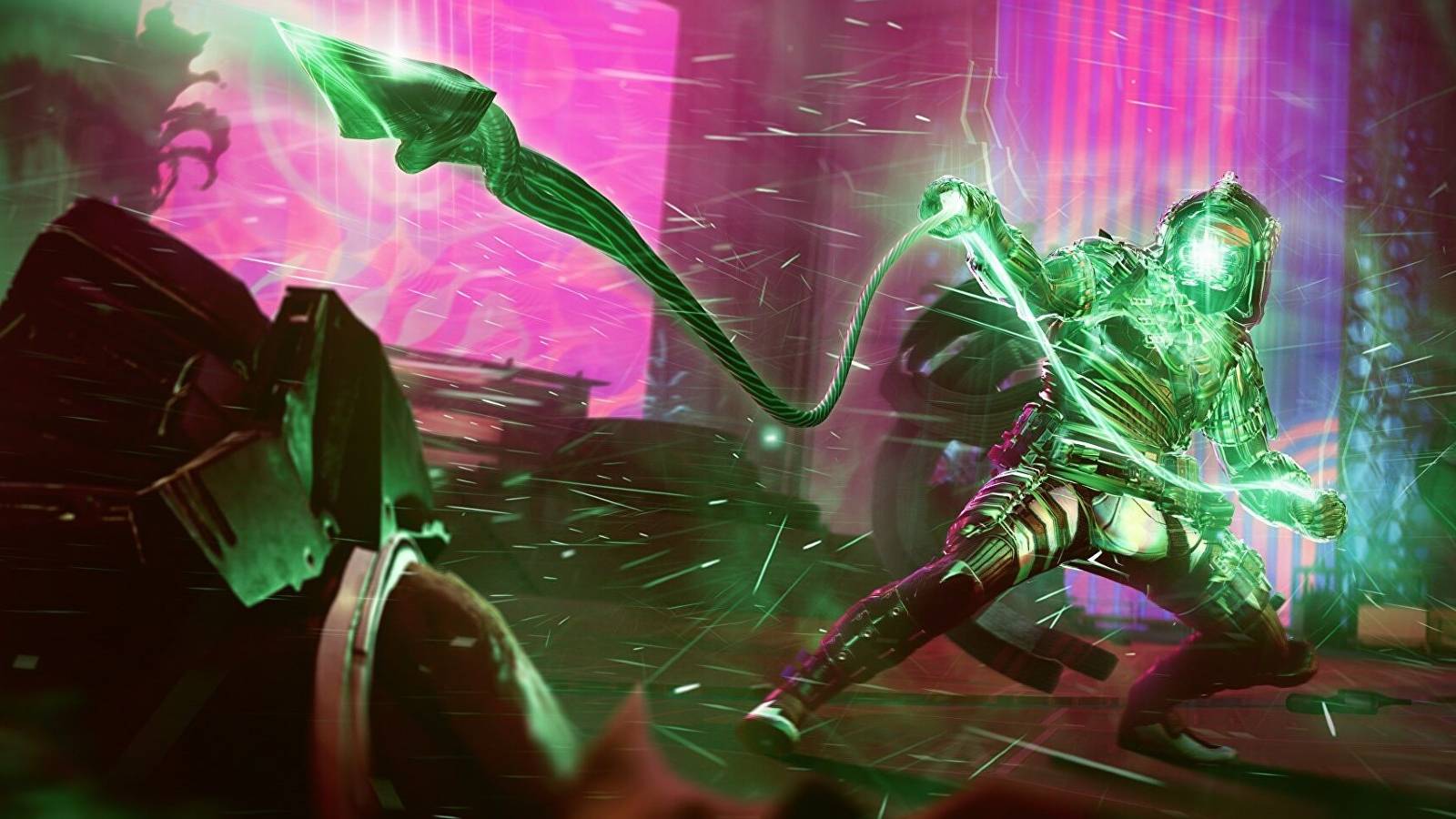 A Hunter attacking an enemy with their Strand Super in Destiny 2