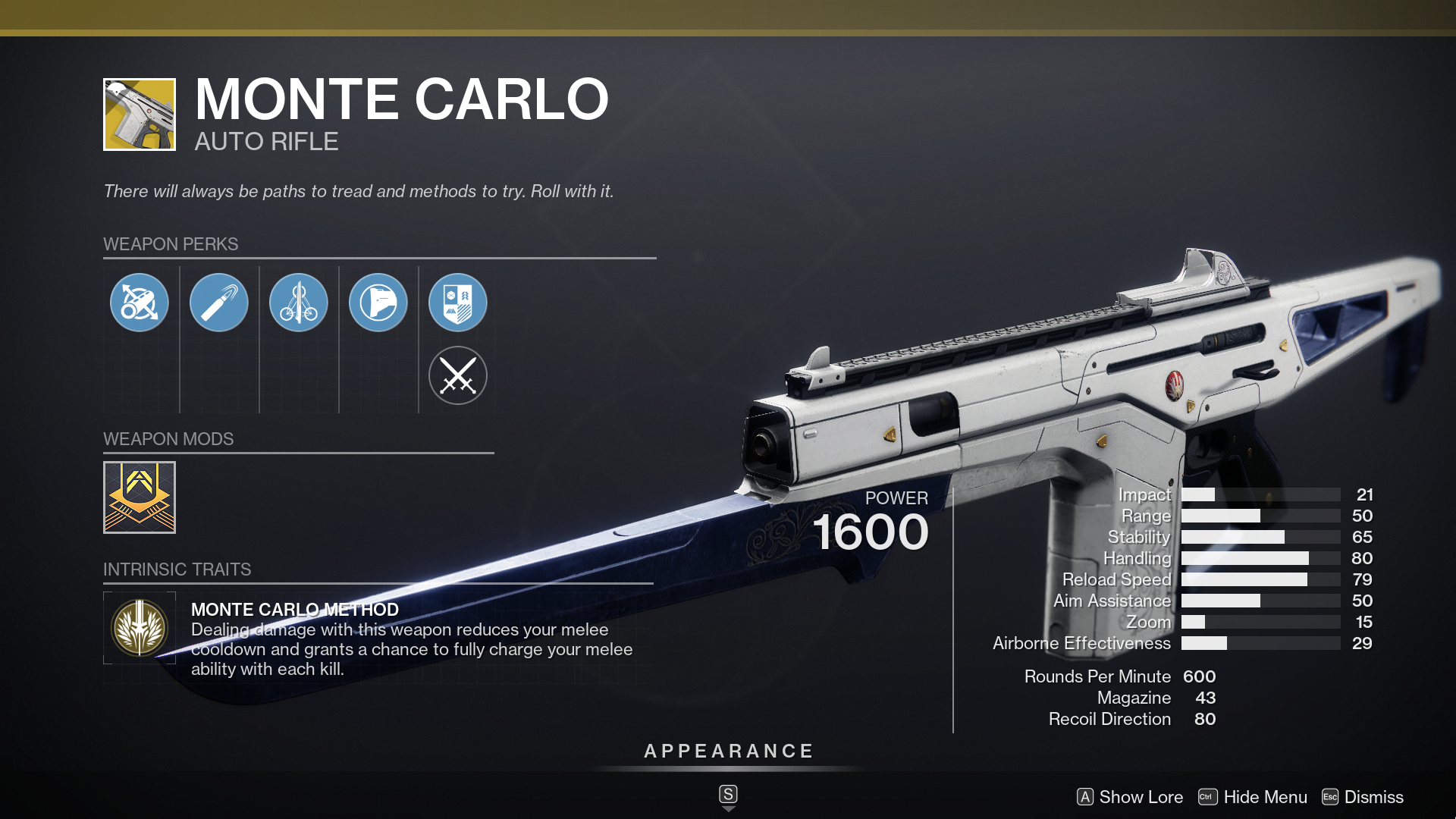Destiny 2 Monte Carlo Exotic Auto Rifle