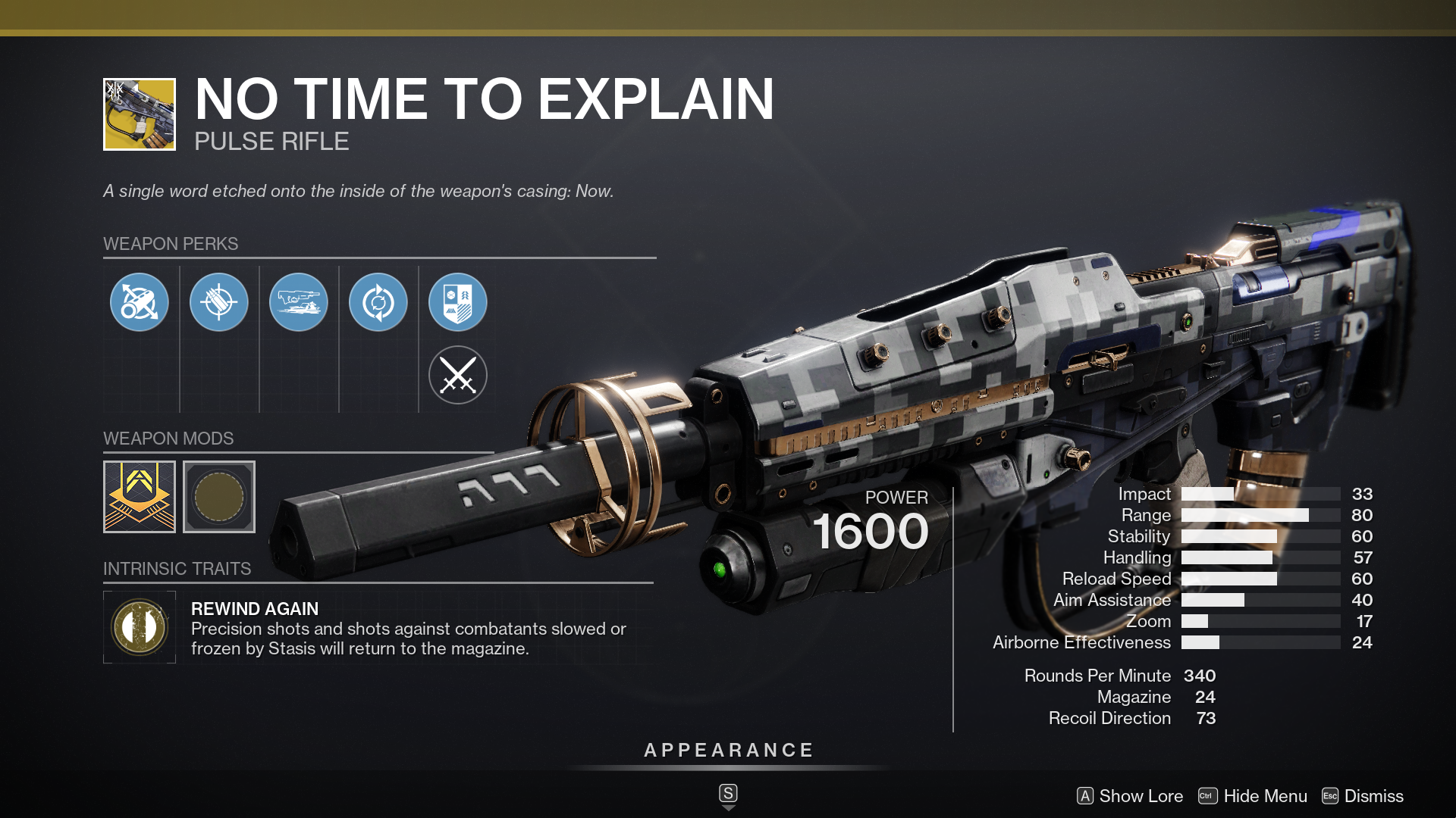 Destiny 2 No Time To Explain Exotic Pulse Rifle