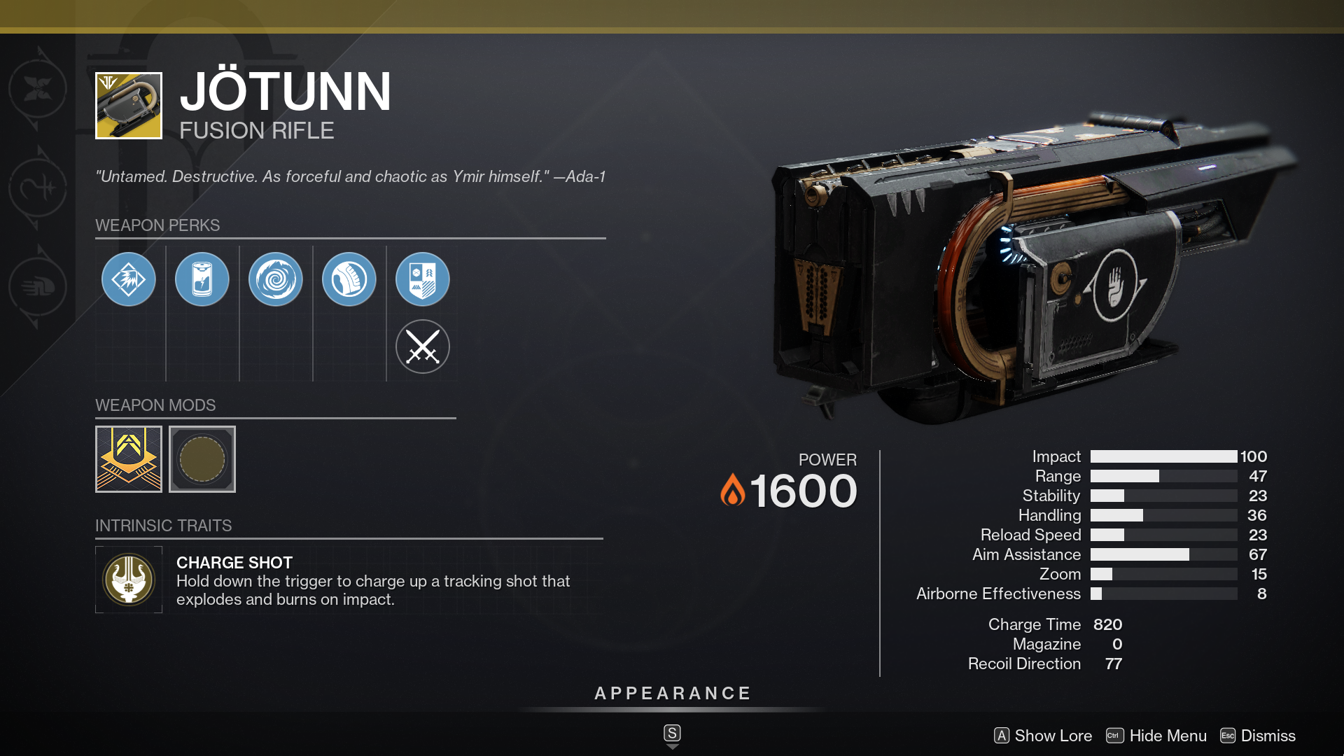 Destiny 2 Jotunn Exotic Fusion Rifle