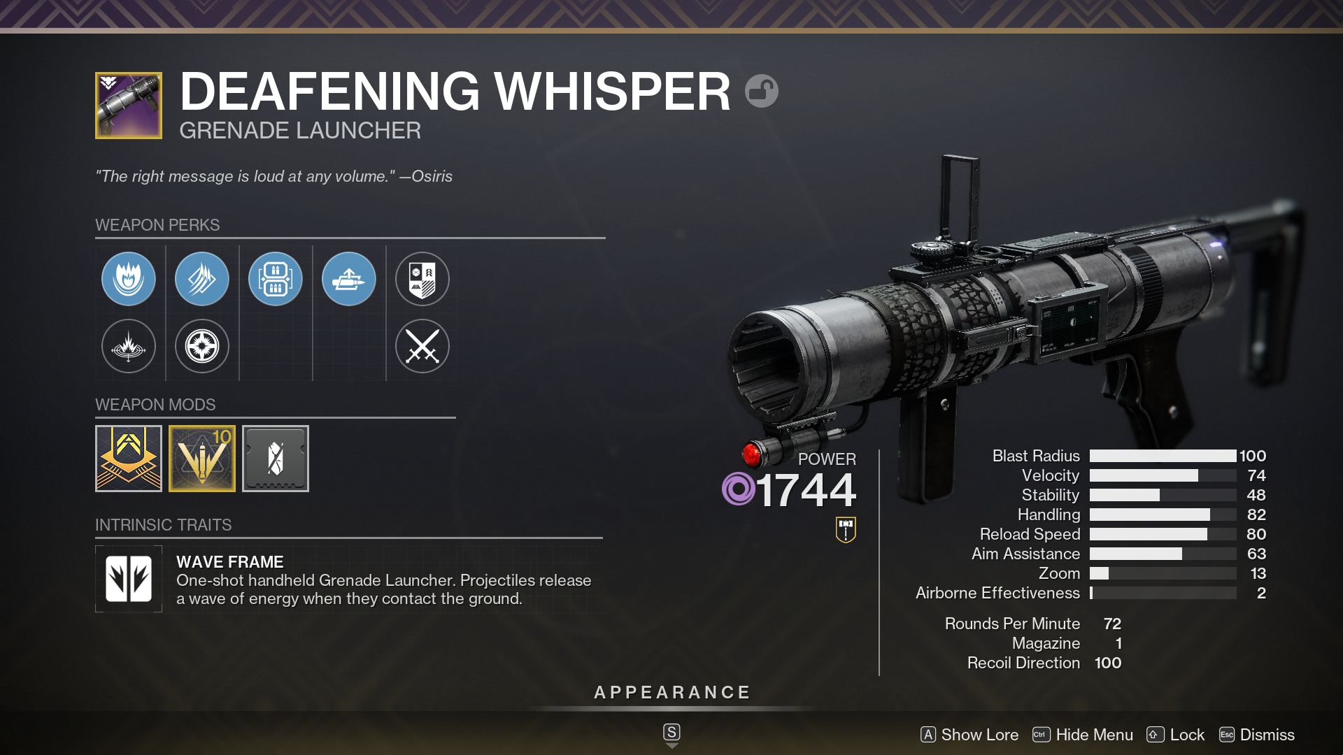 Destiny 2 Legendary Wave Frame Grenade Launcher Deafening Whisper
