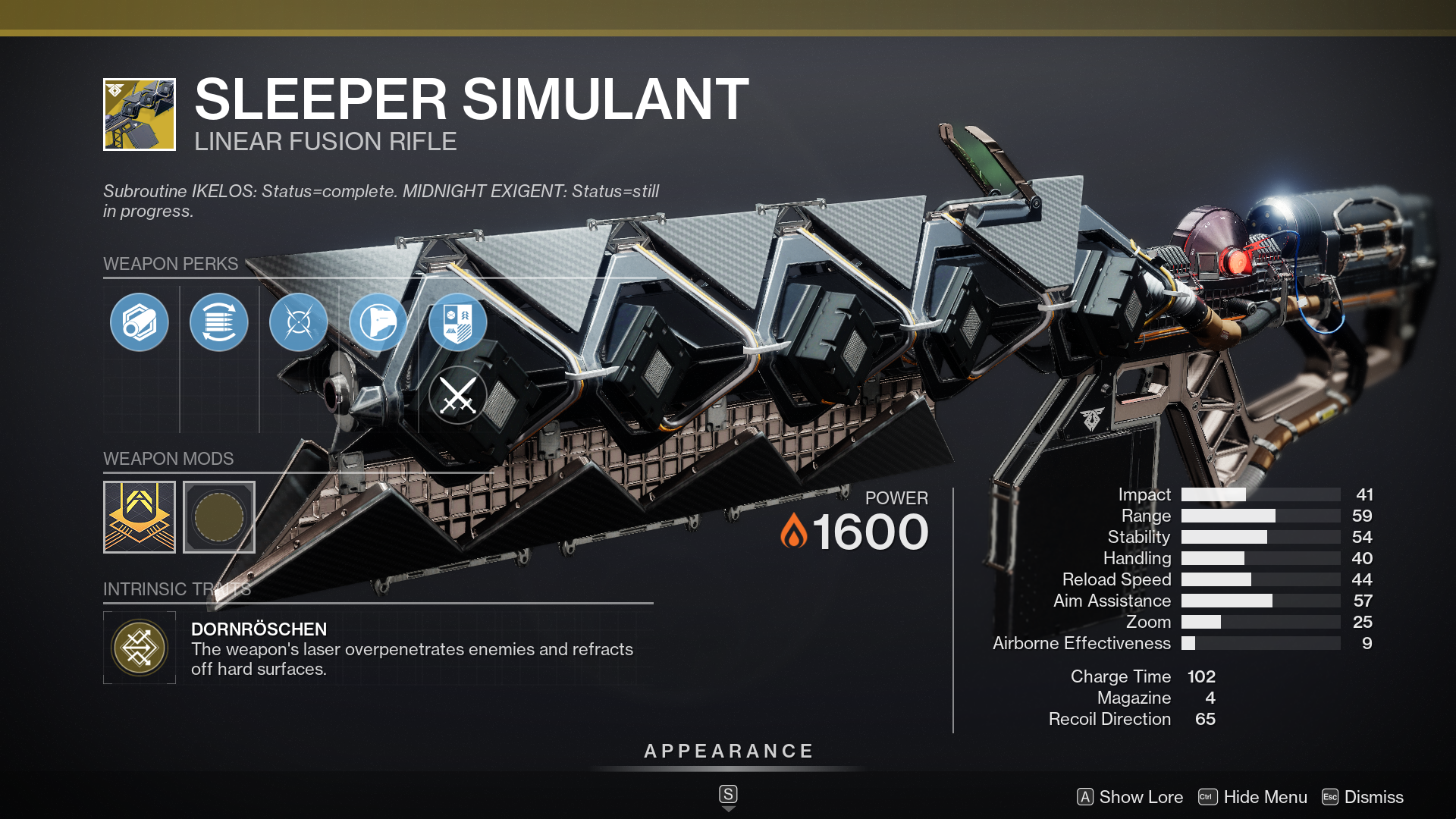 Destiny 2 Sleeper Simulant Exotic Linear Fusion Rifle