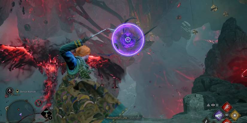 Hogwarts Legacy Destorying A Purple Orb