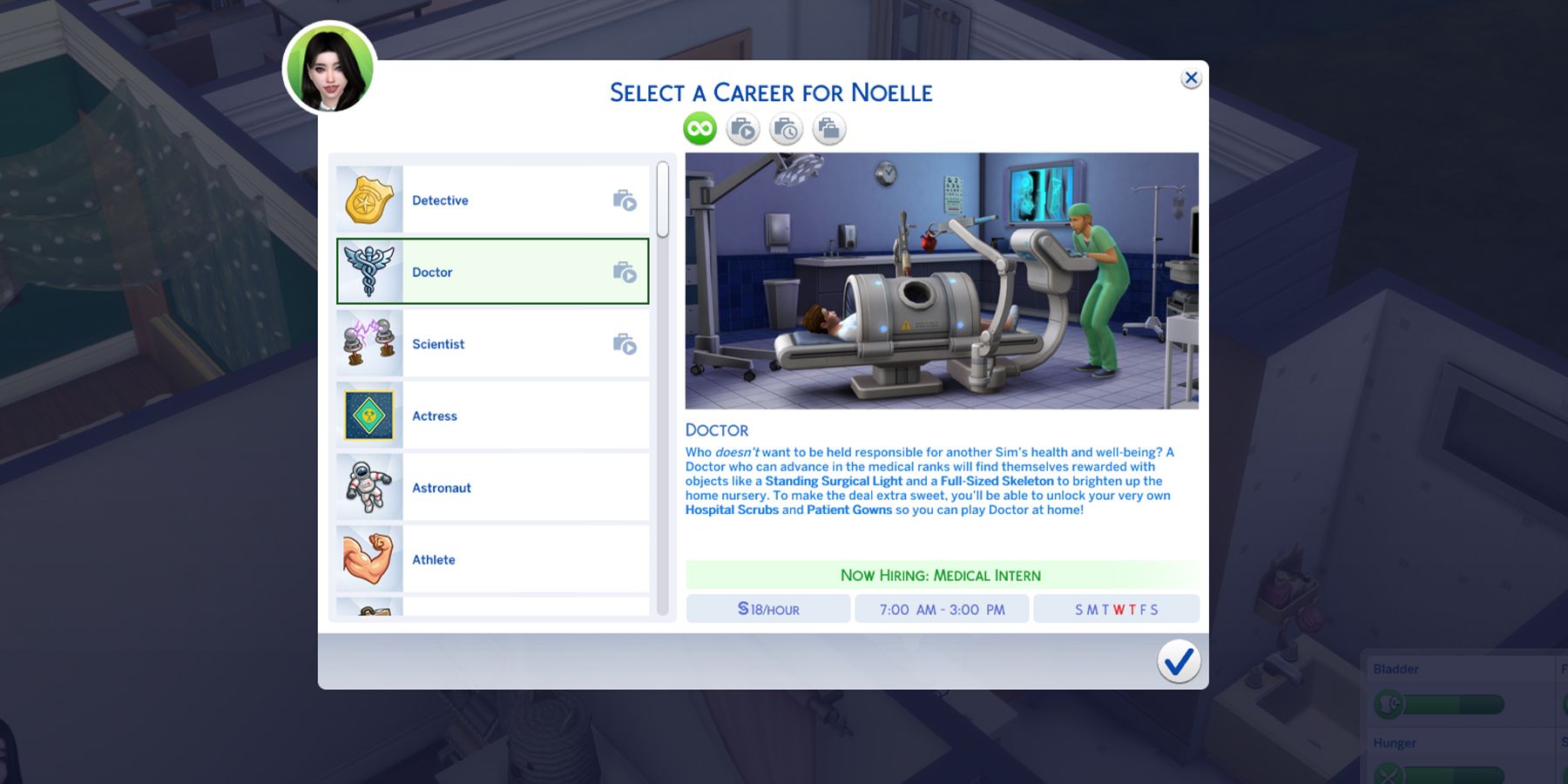 doctor career in the sims 4