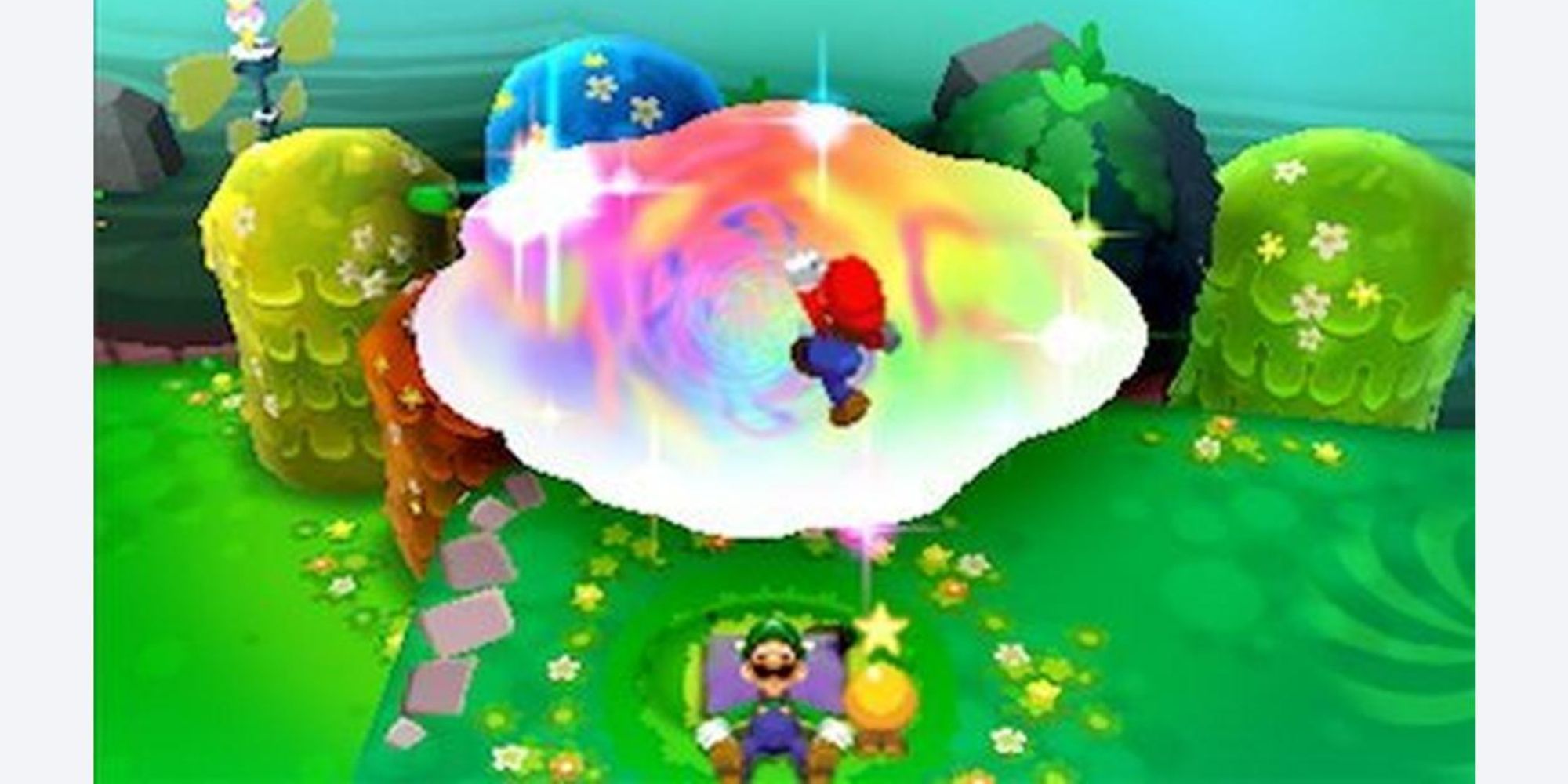 Mario jumping into Luigi's dream