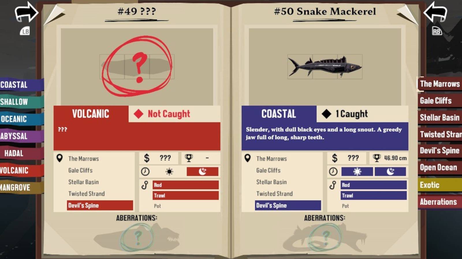 dredge snake mackerel location