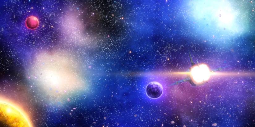 Edens Zero Space Sakura Cosmos, spaceship and many planets